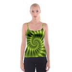 Glossy Lime Green Spiral Fractal  Spaghetti Strap Top