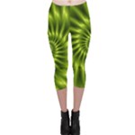 Glossy Lime Green Spiral Fractal  Capri Leggings 