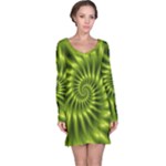 Glossy Lime Green Spiral Fractal  Long Sleeve Nightdress