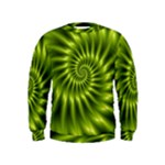 Glossy Lime Green Spiral Fractal  Kids  Sweatshirt