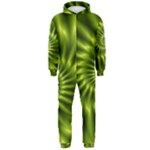 Glossy Lime Green Spiral Fractal  Hooded Jumpsuit (Men)