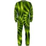 Glossy Lime Green Spiral Fractal  OnePiece Jumpsuit (Men)