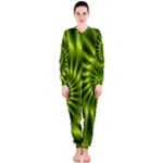 Glossy Lime Green Spiral Fractal  OnePiece Jumpsuit (Ladies)