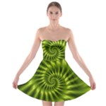 Glossy Lime Green Spiral Fractal  Strapless Bra Top Dress