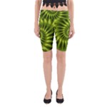 Glossy Lime Green Spiral Fractal  Yoga Cropped Leggings