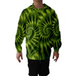 Glossy Lime Green Spiral Fractal  Hooded Wind Breaker (Kids)