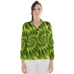 Glossy Lime Green Spiral Fractal  Wind Breaker (Women)