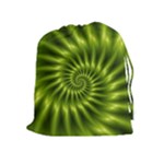 Glossy Lime Green Spiral Fractal  Drawstring Pouch (XL)