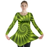 Glossy Lime Green Spiral Fractal  Long Sleeve Tunic 