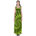 Glossy Lime Green Spiral Fractal  Empire Waist Maxi Dress