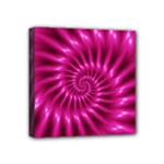 Glossy Hot Pink Fractal Spiral Mini Canvas 4  x 4  (Stretched)