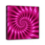 Glossy Hot Pink Fractal Spiral Mini Canvas 6  x 6  (Stretched)