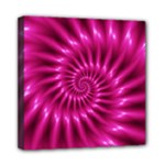 Glossy Hot Pink Fractal Spiral Mini Canvas 8  x 8  (Stretched)