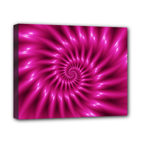 Glossy Hot Pink Fractal Spiral Canvas 10  x 8  (Stretched) from ArtsNow.com