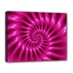 Glossy Hot Pink Fractal Spiral Canvas 14  x 11  (Stretched)