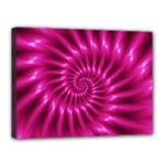 Glossy Hot Pink Fractal Spiral Canvas 16  x 12  (Stretched)