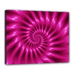 Glossy Hot Pink Fractal Spiral Canvas 20  x 16  (Stretched)