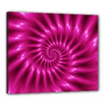 Glossy Hot Pink Fractal Spiral Canvas 24  x 20  (Stretched)