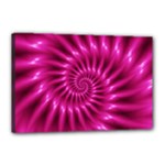 Glossy Hot Pink Fractal Spiral Canvas 18  x 12  (Stretched)