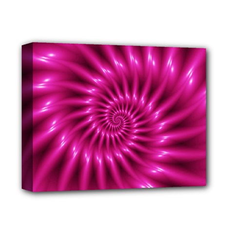 Glossy Hot Pink Fractal Spiral Deluxe Canvas 14  x 11  (Stretched) from ArtsNow.com