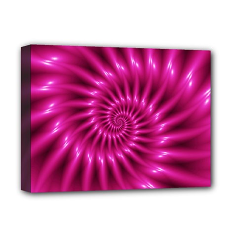 Glossy Hot Pink Fractal Spiral Deluxe Canvas 16  x 12  (Stretched)  from ArtsNow.com