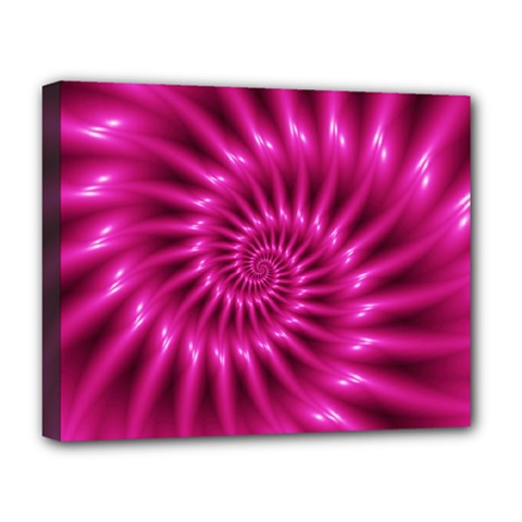 Glossy Hot Pink Fractal Spiral Deluxe Canvas 20  x 16  (Stretched) from ArtsNow.com