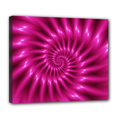 Glossy Hot Pink Fractal Spiral Deluxe Canvas 24  x 20  (Stretched) from ArtsNow.com