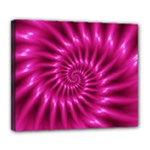 Glossy Hot Pink Fractal Spiral Deluxe Canvas 24  x 20  (Stretched)