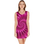 Glossy Hot Pink Fractal Spiral Bodycon Dress