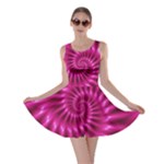 Glossy Hot Pink Fractal Spiral Skater Dress