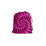 Glossy Hot Pink Fractal Spiral Drawstring Pouch (Small)