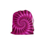 Glossy Hot Pink Fractal Spiral Drawstring Pouch (Medium)