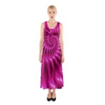 Glossy Hot Pink Fractal Spiral Sleeveless Maxi Dress