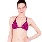 Glossy Hot Pink Fractal Spiral Bikini Top