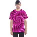 Glossy Hot Pink Fractal Spiral Men s Sport Mesh Tee