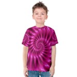 Glossy Hot Pink Fractal Spiral Kid s Cotton Tee