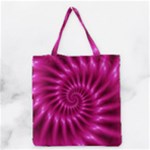 Glossy Hot Pink Fractal Spiral Grocery Tote Bag