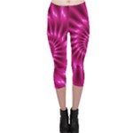 Glossy Hot Pink Fractal Spiral Capri Leggings 