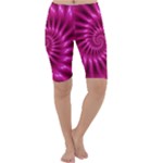 Glossy Hot Pink Fractal Spiral Cropped Leggings 