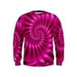 Glossy Hot Pink Fractal Spiral Kids  Sweatshirt