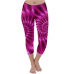 Glossy Hot Pink Fractal Spiral Capri Winter Leggings 