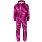 Glossy Hot Pink Fractal Spiral Hooded Jumpsuit (Men)