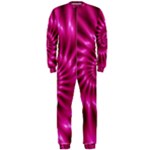 Glossy Hot Pink Fractal Spiral OnePiece Jumpsuit (Men)