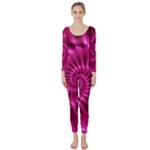 Glossy Hot Pink Fractal Spiral Long Sleeve Catsuit