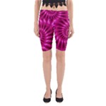 Glossy Hot Pink Fractal Spiral Yoga Cropped Leggings