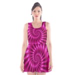 Glossy Hot Pink Fractal Spiral Scoop Neck Skater Dress