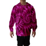 Glossy Hot Pink Fractal Spiral Hooded Wind Breaker (Kids)