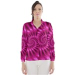 Glossy Hot Pink Fractal Spiral Wind Breaker (Women)