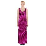 Glossy Hot Pink Fractal Spiral Maxi Thigh Split Dress