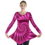 Glossy Hot Pink Fractal Spiral Long Sleeve Tunic 